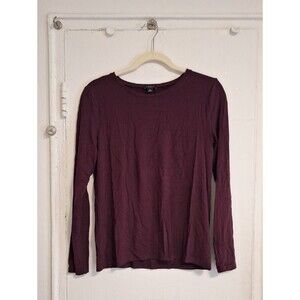 Maroon Ann Taylor Factory Long-Sleeve Crew Top - Plum